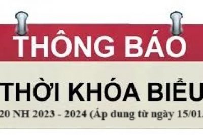 Thời khóa biểu tuần 20 năm học 2023 – 2024