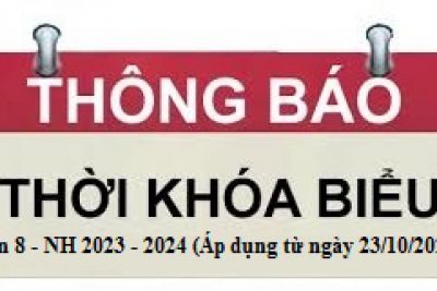 Thời khóa biểu tuần 08 năm học 2023 – 2024 (Áp dụng từ ngày 23/10/2023)