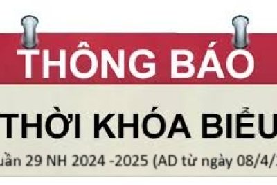 Thời khóa biểu từ tuần 29 – năm học 2024 – 2025
